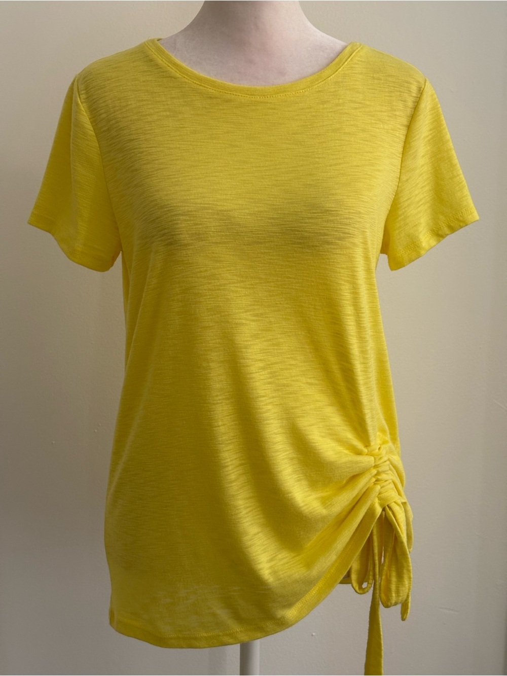 INC International Concepts Maize Yellow Side Ruched Tie Top S